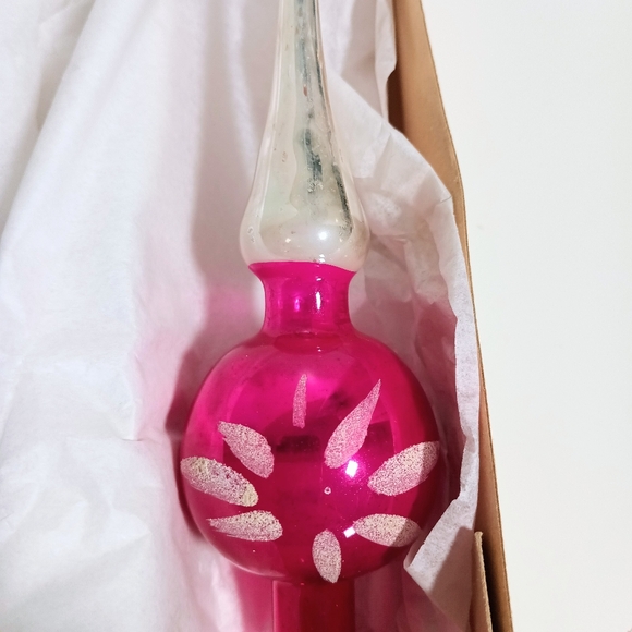 Vintage 50s Shiny Brite German Mercury Glass Hot Pink Christmas Tree Topper - Picture 8 of 8